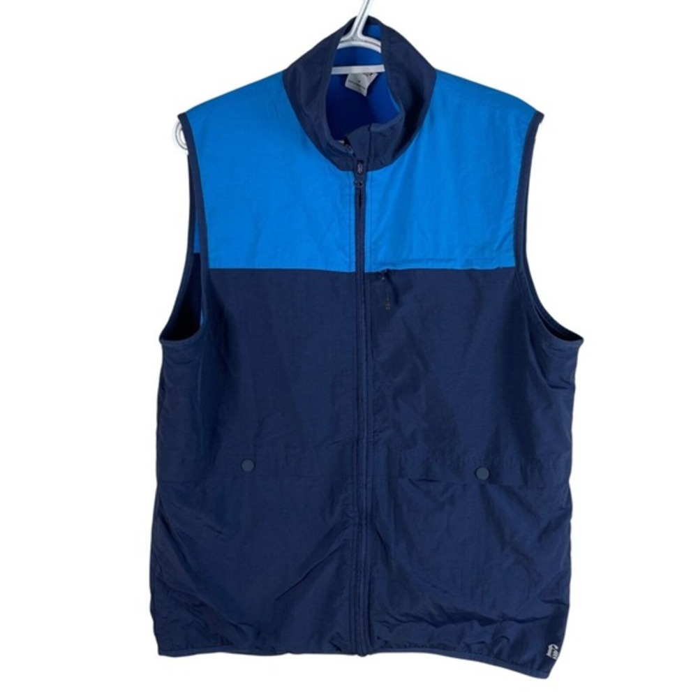 Bonobos Mens Fielder Reversible Fleece Vest Medium Blue Colorblock‎ Full Zip
